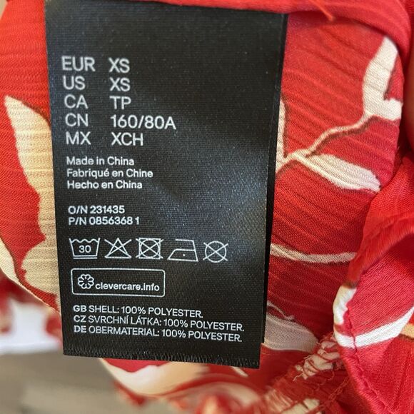 Johanna Ortiz X H&M Red Wild Roses Voluminous Satin Dress Kaftan Size XS - Picture 5 of 13